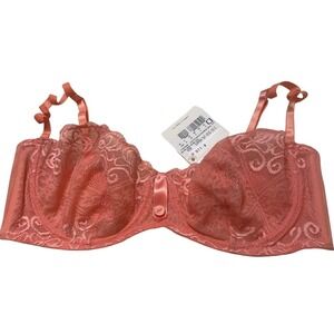 NWT Studio La Perla Sheer Lace Luxury Romantic Lingerie Unlined Bra Orange 36DDD